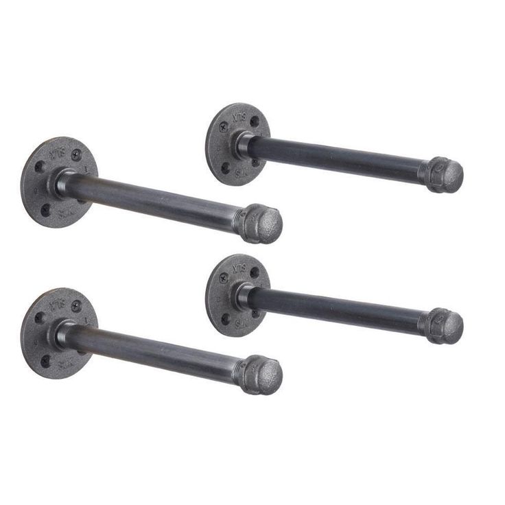 1/2 in. Black Pipe 10 in. L Wall Mounted Shelf Bracket Kit (4-Pack)