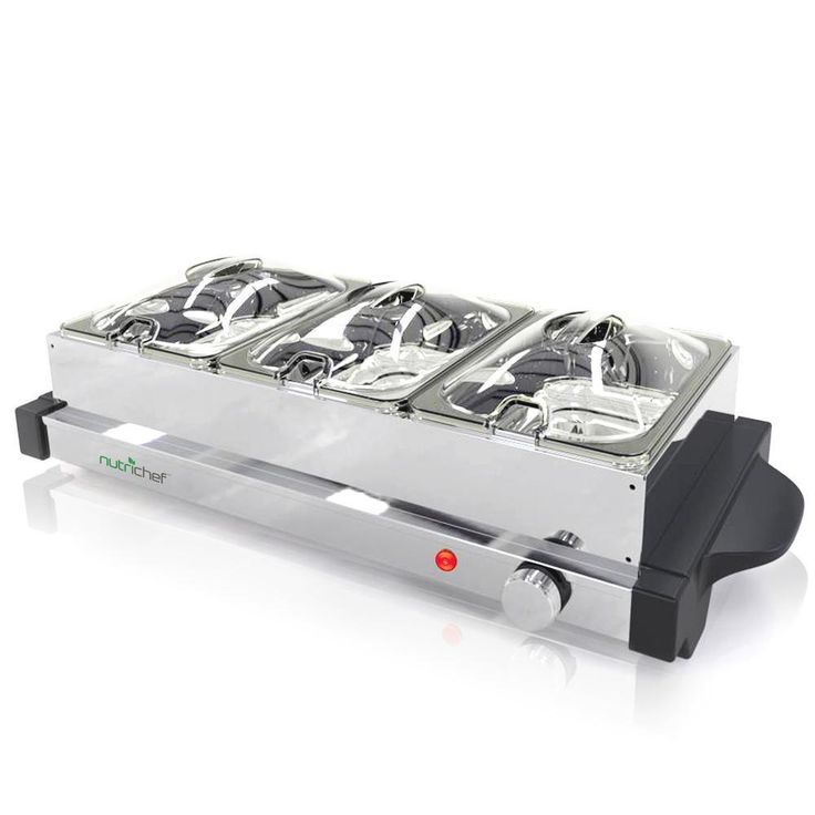 21.9 in. Stainless Steel Electric Food Warming Tray Buffet Server Hot Plate Food Warmer (3-Plate Tray Style)