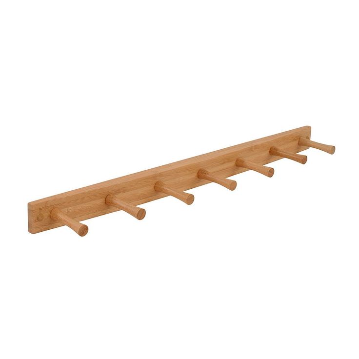 24 in. L Decorative Bamboo 7-Peg Wall Mount Wood Rack