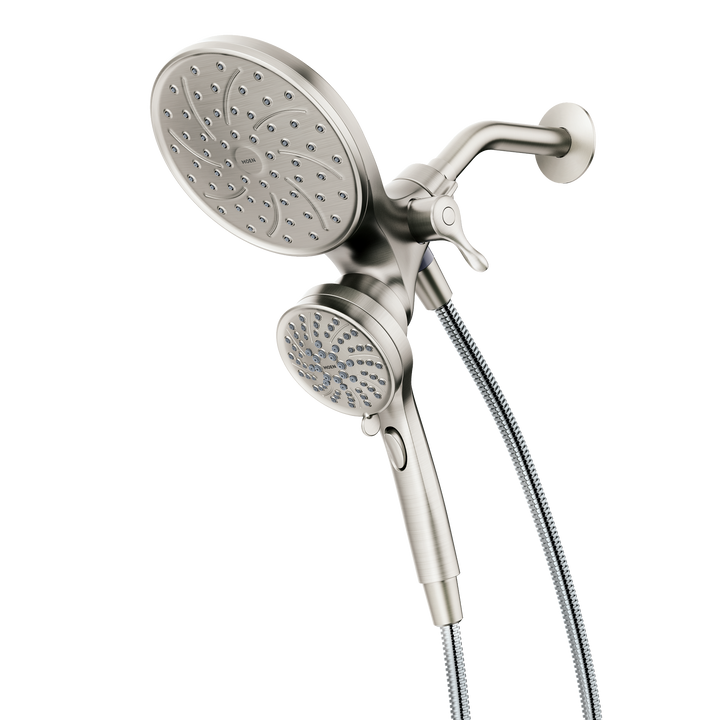 Moen Attract Magnetix 6-Spray 6.75 in. Dual Shower Head & Handheld in Spot Resist Brushed Nickel (Eco)