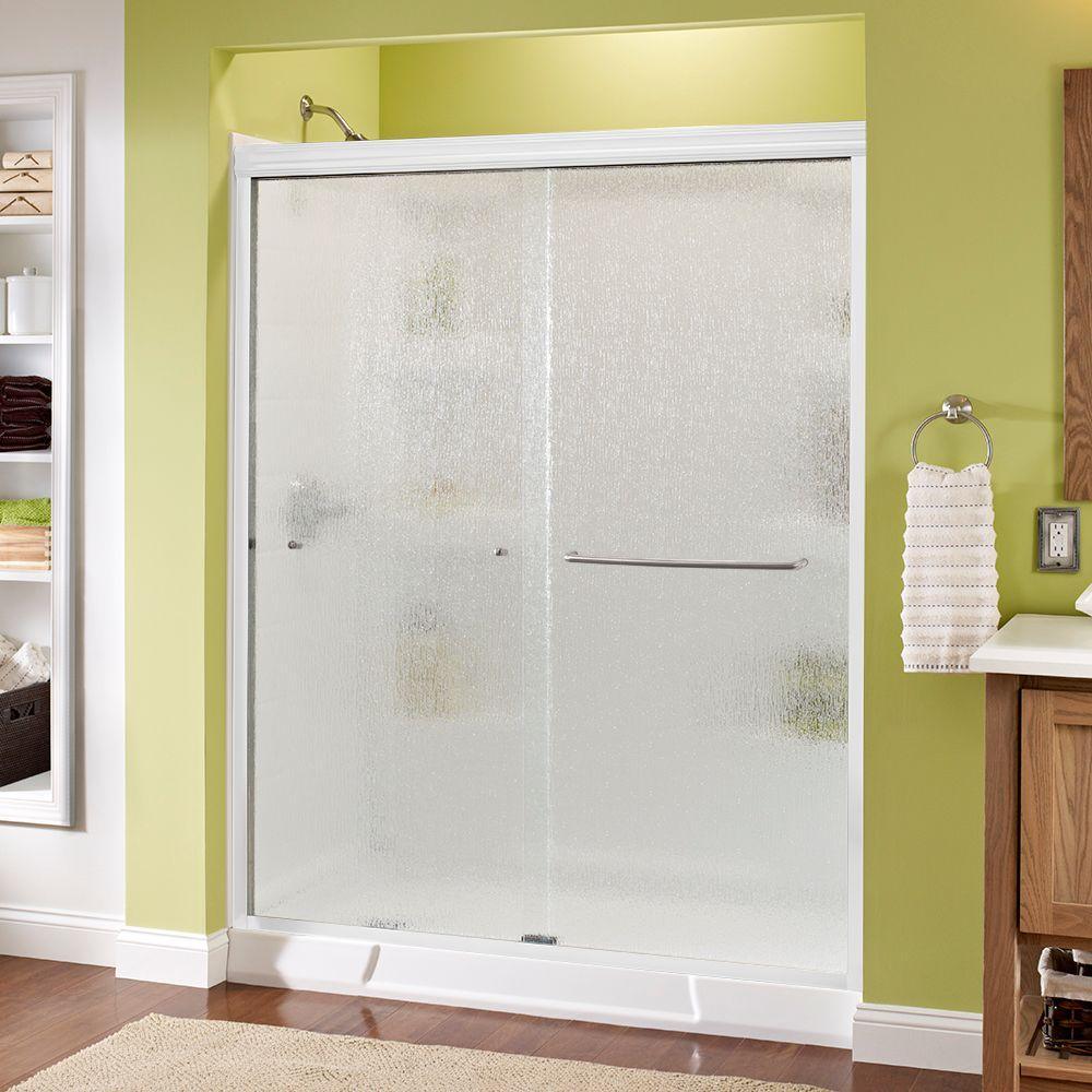 Simplicity 60 in. x 70 in. Semi-Frameless Traditional Sliding Shower Door in Nickel with Transition Glass - Super Arbor