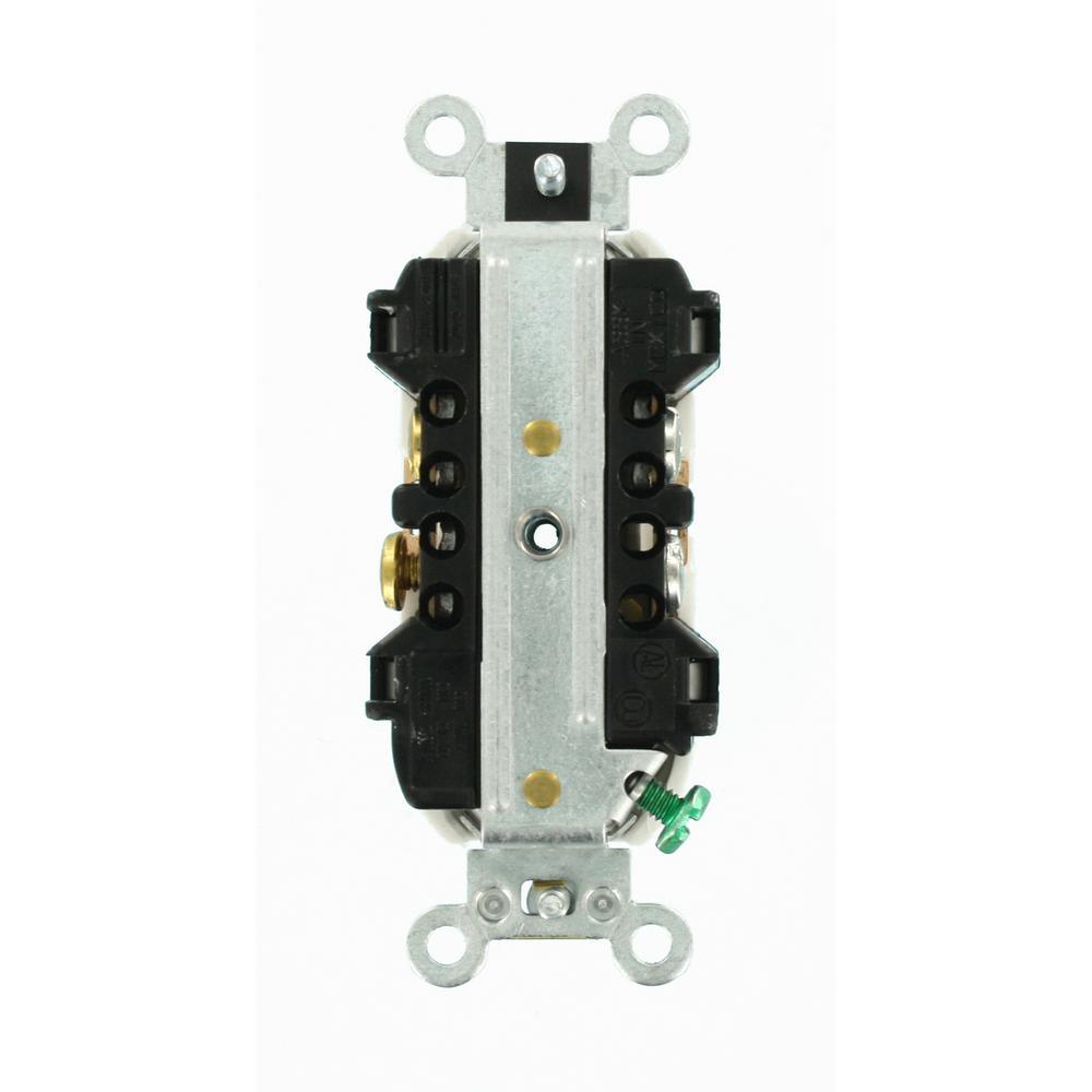 20 Amp Industrial Grade Heavy Duty Self Grounding Duplex Outlet, White - Super Arbor