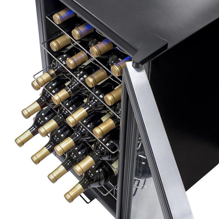 NewAir 27-Bottle Capacity Stainless Steel and Black Freestanding Wine Chiller