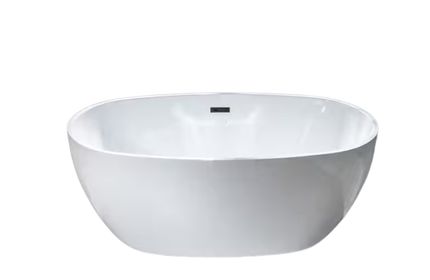Verdun 59 in. Acrylic FlatBottom Double Ended Bathtub with Oil Rubbed Bronze Overflow and Drain Included in White