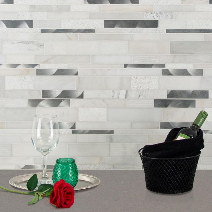 MSI Moderno Blanco Interlocking 12 in. x 18 in. x 8 mm Metal Stone Blend Mesh-Mounted Mosaic Tile (15 sq. ft. / case)