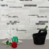 MSI Moderno Blanco Interlocking 12 in. x 18 in. x 8 mm Metal Stone Blend Mesh-Mounted Mosaic Tile (15 sq. ft. / case)