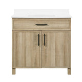 Style Selections Dolton 36-in Natural Oak Undermount Single Sink Bathroom Vanity with White Engineered Stone Top