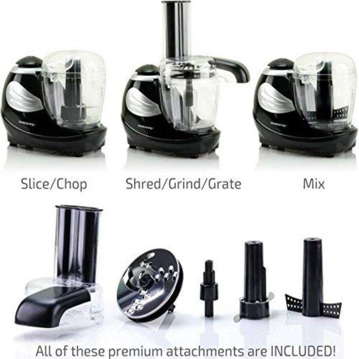1.5-Cup Single Speed Black Mini Food Processor Chopping Blade, Mixer, Shredding/Slicing Disc