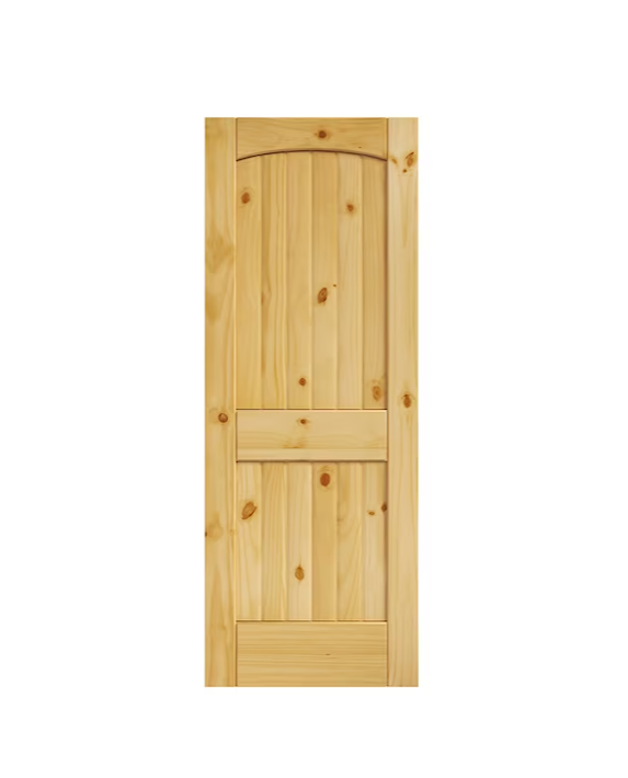 EightDoors 28-in x 80-in Natural 2-panel Arch Top Solid Core Unfinished Pine Wood Slab Door