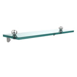 16 in. L x 3 in. H x 5 in. W Clear Glass Vanity Bathroom Shelf in Satin Nickel - Super Arbor