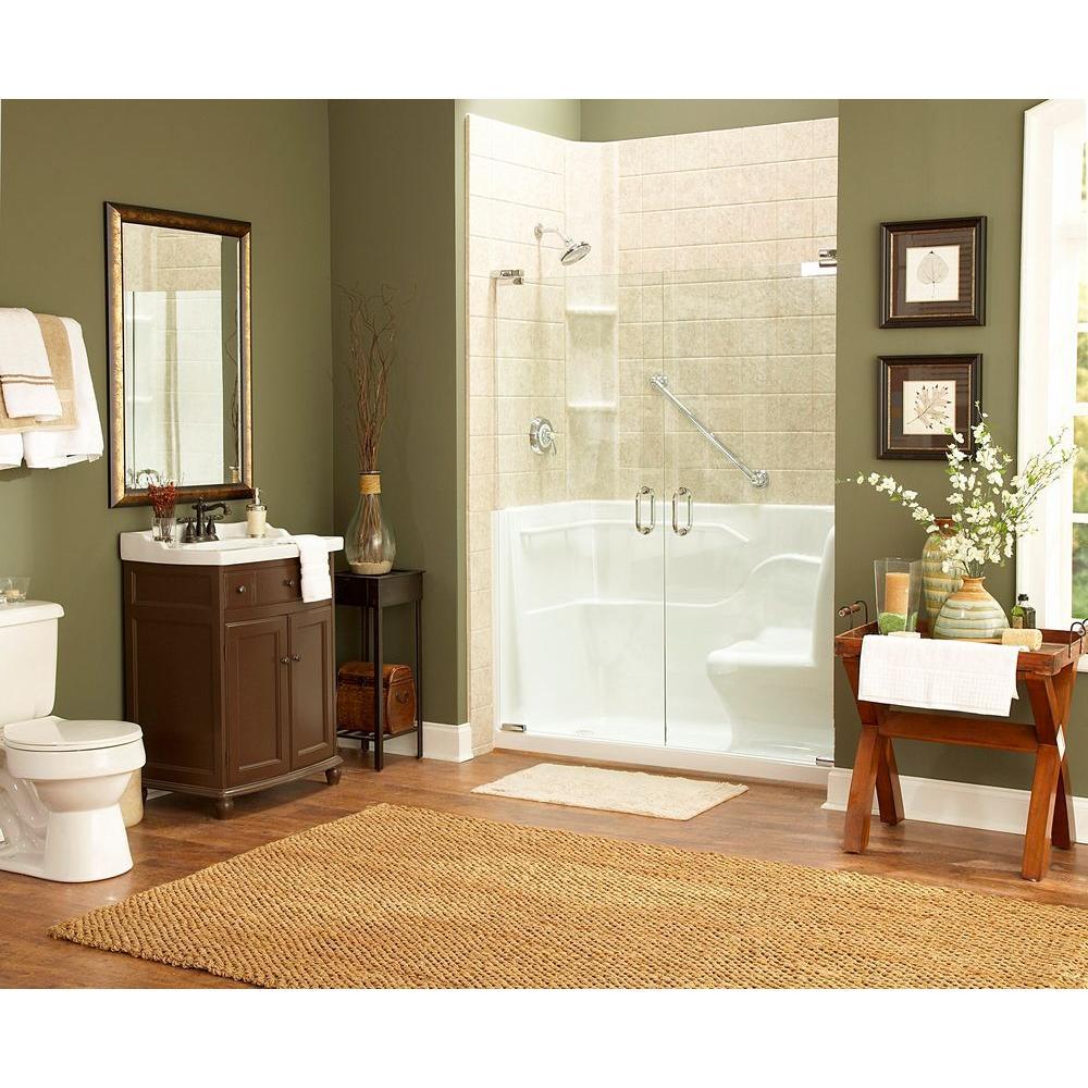5 ft. Right Drain Seated Shower in White - Super Arbor