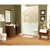 5 ft. Right Drain Seated Shower in White - Super Arbor
