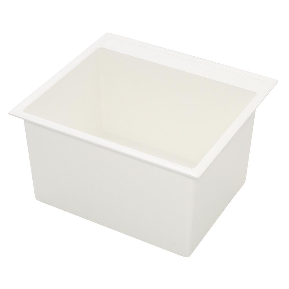 Laundry Bathtub 24.5 in. x 22 in. Self-Rimming, Compression Molded Stone, White - Super Arbor