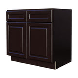 Newport Ready to Assemble 36x34.5x24 in. Base Cabinet with 2 Door and 2 Drawer in Dark Espresso - Super Arbor