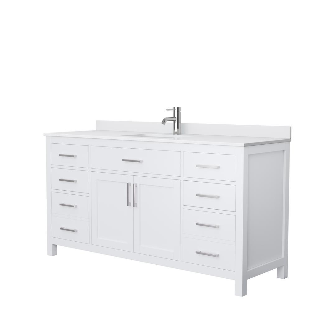 Beckett 42 in. W x 22 in. D Single Vanity in White with Cultured Marble Vanity Top in White with White Basin - Super Arbor
