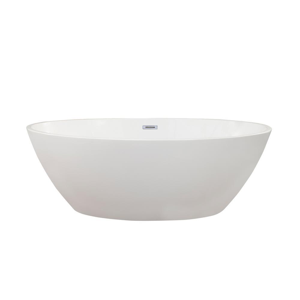 Jolie 55 in. Acrylic Flatbottom Non-Whirlpool Soaking Bathtub in White - Super Arbor