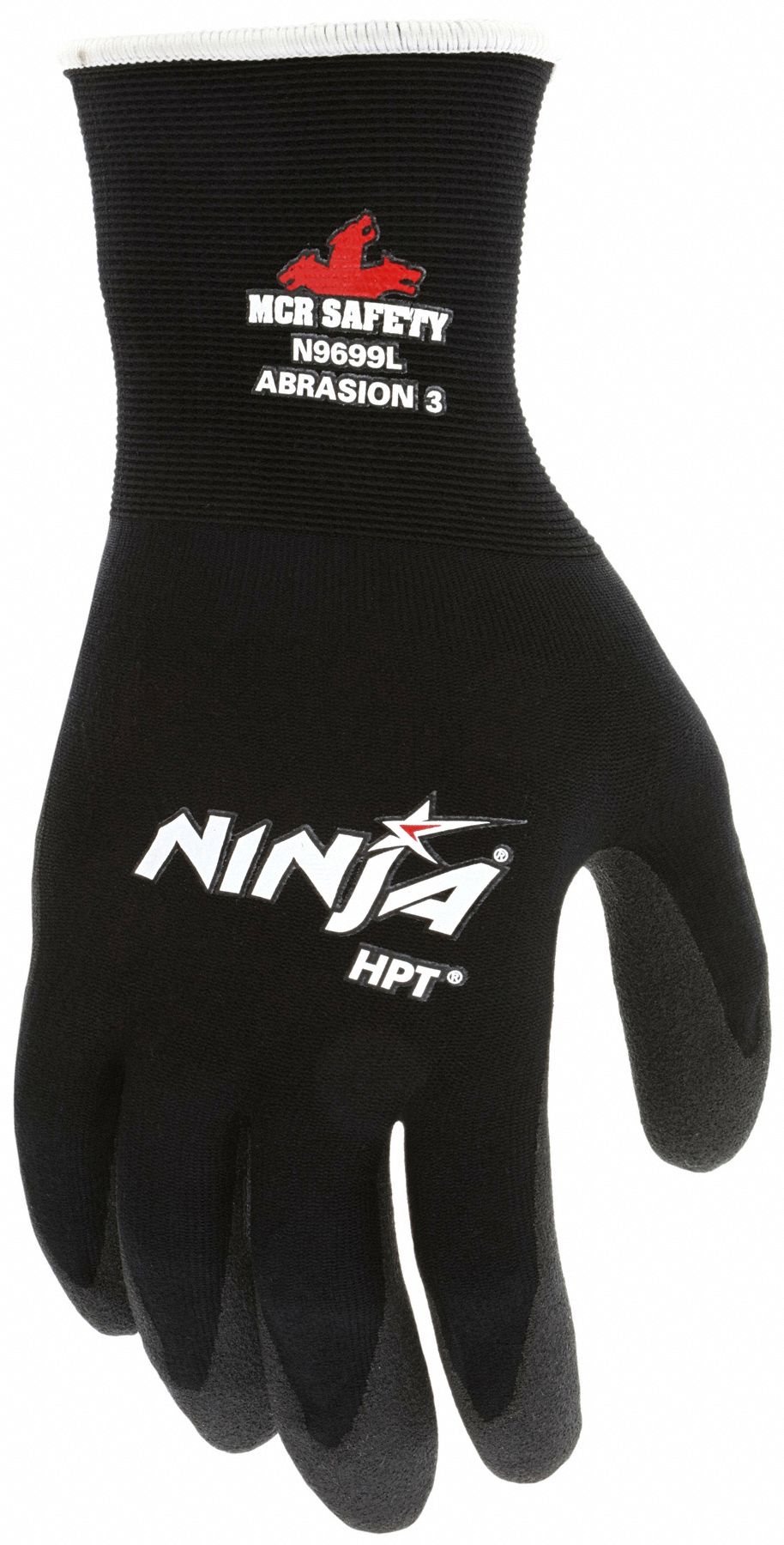 MCR SAFETY Ninja N9699 PVC Coated Gloves, XL, Black, 12-Pack
