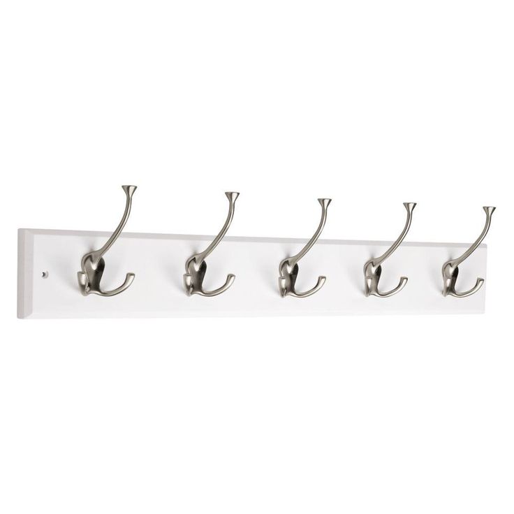 27 in. White and Satin Nickel Tri-Hook Rack