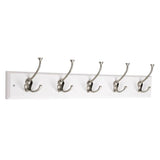 27 in. White and Satin Nickel Tri-Hook Rack