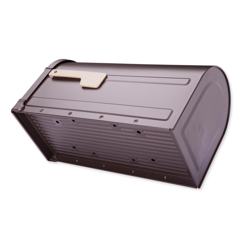 Roxbury Post Mount Mailbox Rubbed Bronze with Premium Cast Aluminum Knob and Champagne Flag - Super Arbor