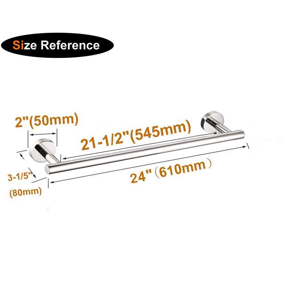 24 in. Wall Mount Towel Bar in Stainless Steel Polished Chrome - Super Arbor