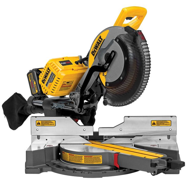FLEXVOLT 120-Volt MAX Lithium-Ion Cordless Brushless 12 in. Sliding Miter Saw w/ (2) Batteries 2Ah and Bonus Radio