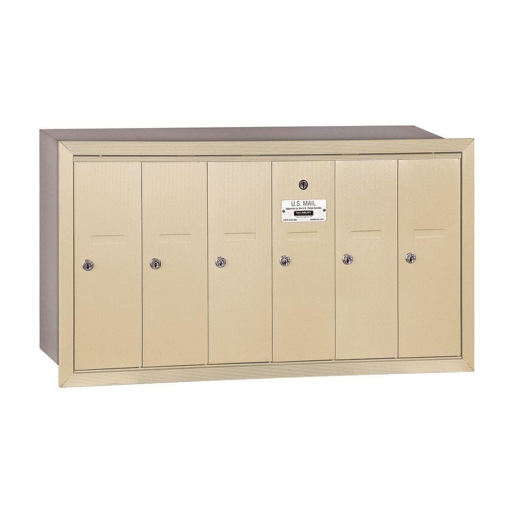 3500 Series Aluminum Recessed-Mounted Private Vertical Mailbox with 6 Doors - Super Arbor