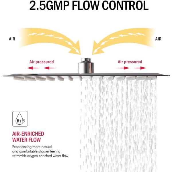 3-Spray Patterns 12 in. Ceiling Mount Rainfall Fixed Shower Head with Silicone Nozzle in Chrome - Super Arbor