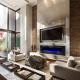 5100 BTU 1500-Watt 60 in. In-Wall Electric Heater Smokeless FireplAce with 3-Changeable Flame Color and Remote Control - Super Arbor