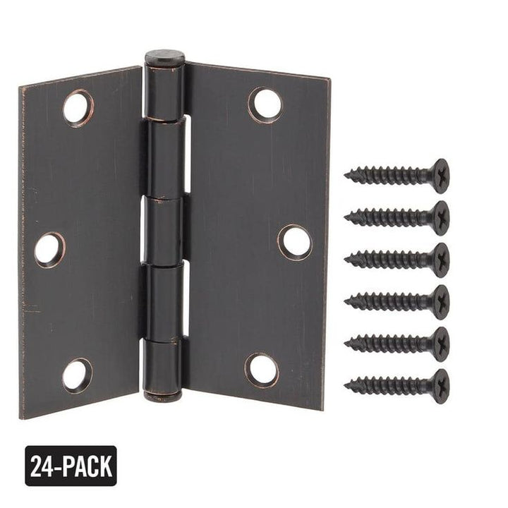 3-1/2 in. x 3-1/2 in. Oil-Rubbed Bronze Square Corner Door Hinge