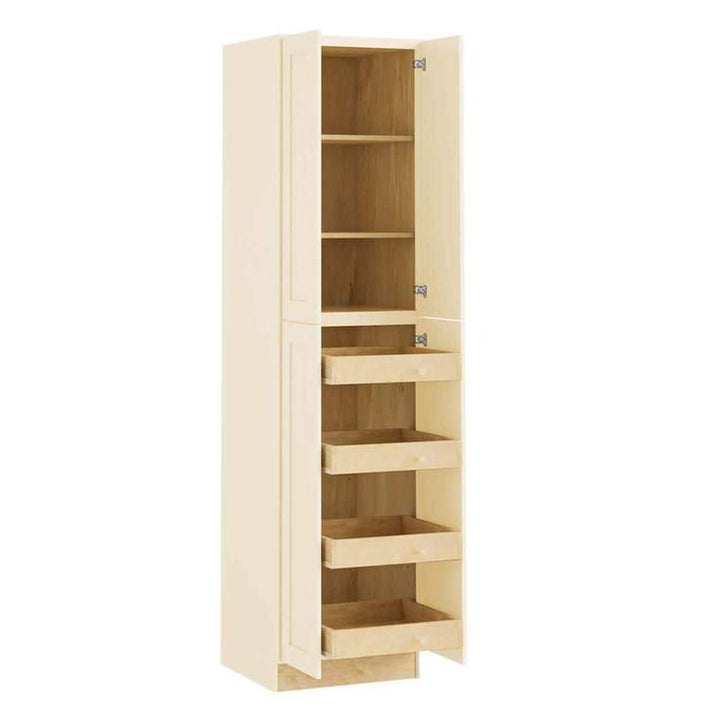 Home Decorators Collection Newport 24 in. W x 24 in. D x 90 in. H Assembled Plywood Pantry Kitchen Cabinet in Blended Cream with 4ROT Soft Close