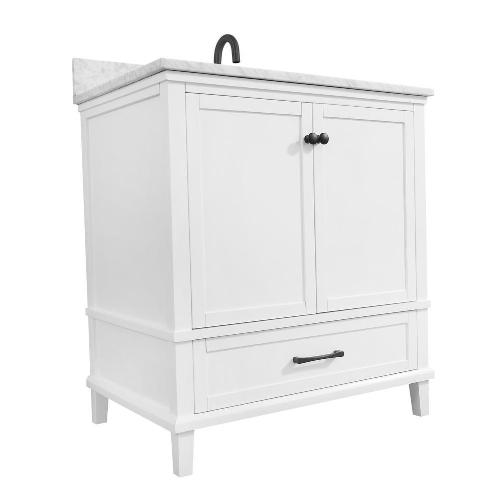 Merryfield 31 in. W x 22 in. D Bath Vanity in White with Marble Vanity Top in Carrara White with White Basin - Super Arbor