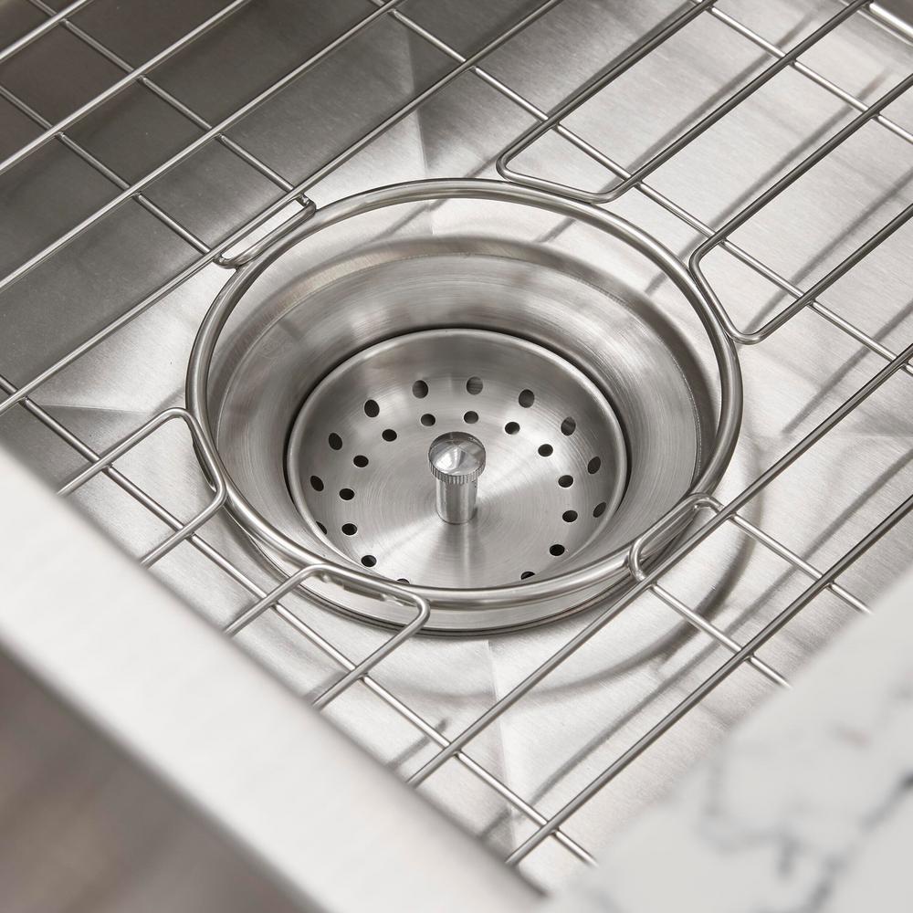 Tight Radius Stainless Steel 33 in. 18-Gauge Double Bowl Dual Mount Tight Radius Kitchen Sink with Grids and Strainers - Super Arbor