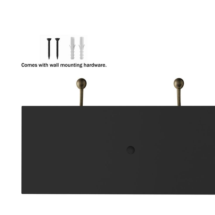27 in. L Black Rail-Mounted Wall Hook Hanging Rack with 6 Hooks