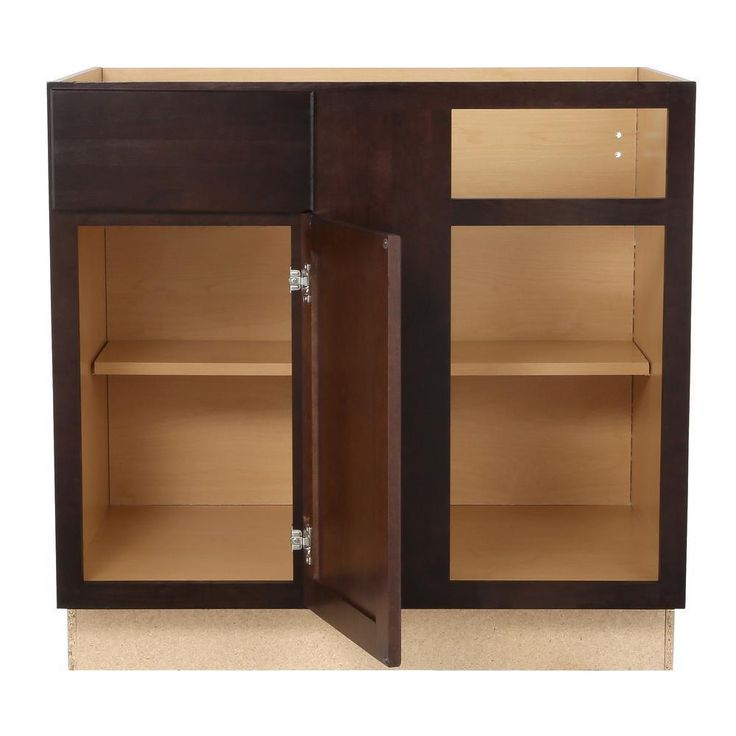 Shaker Assembled 36x34.5x24 in. Blind Base Corner Kitchen Cabinet in Java