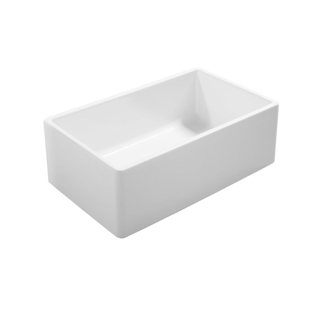 Bradstreet II Farmhouse/Apron-Front Fireclay 30 in. Single Bowl Kitchen Sink in Crisp White - Super Arbor