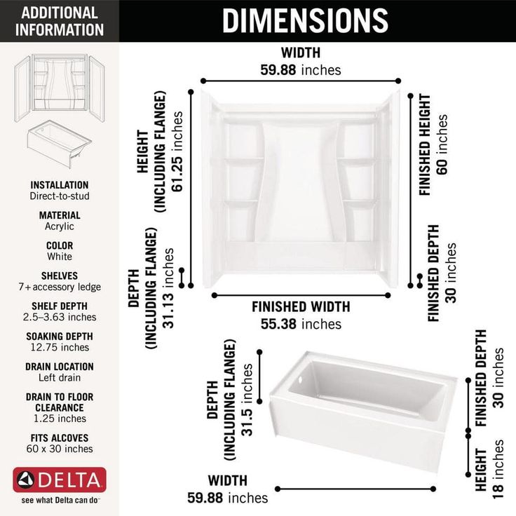 Classic 500 60 in. x 30 in. Alcove Left Drain Bathtub and Wall Surrounds in High Gloss White