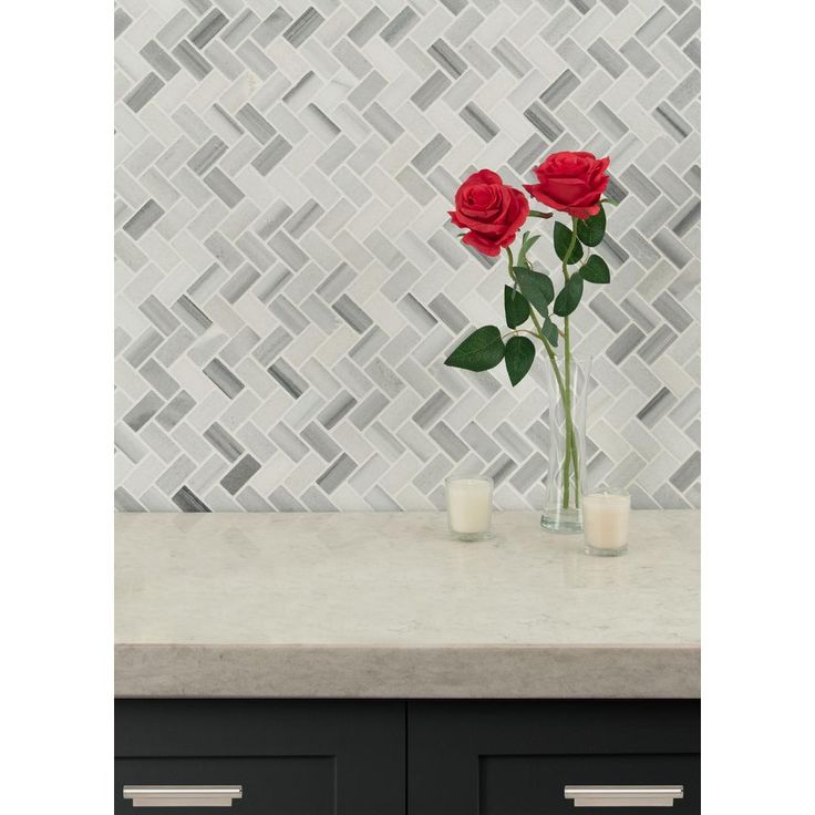 MSI Bergamo Herringbone 12 in. x 12 in. x 10 mm Polished Marble Mesh-Mounted Mosaic Tile (10 sq. ft. / case)