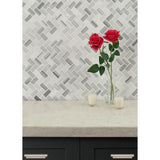 MSI Bergamo Herringbone 12 in. x 12 in. x 10 mm Polished Marble Mesh-Mounted Mosaic Tile (10 sq. ft. / case)