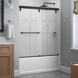 Lyndall 60 in. x 59-1/4 in. Frameless Mod Soft-Close Sliding Bathtub Door in Matte Black with 1/4 in. (6 mm) Clear Glass - Super Arbor