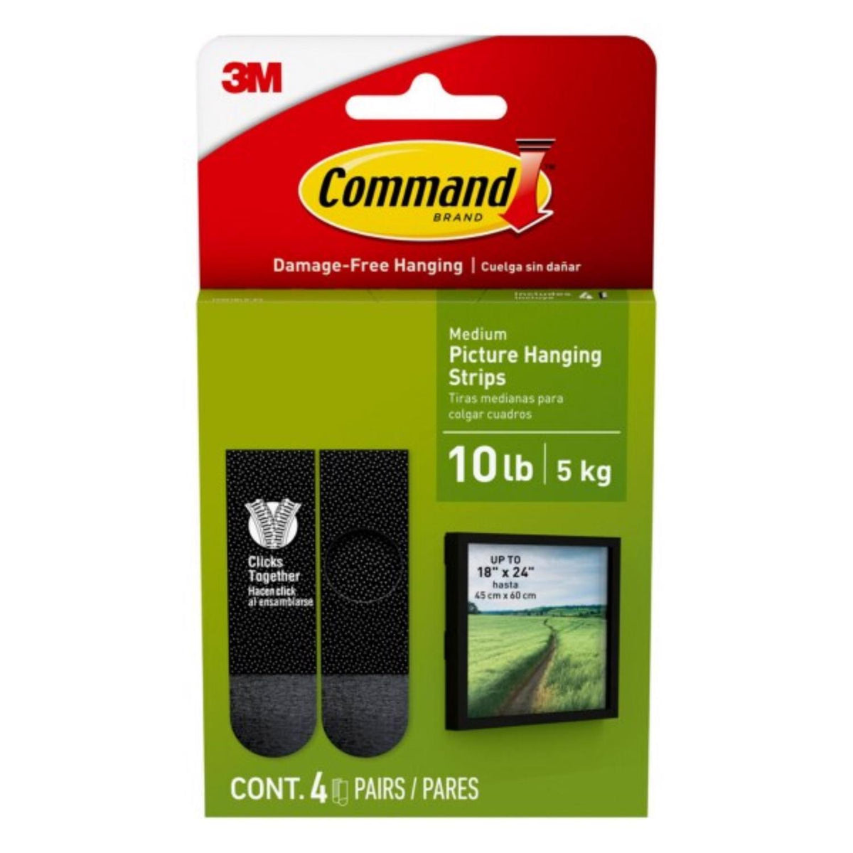 3M Command Black Large Picture Hanging Strips, 16 lb Capacity, 4 Pack