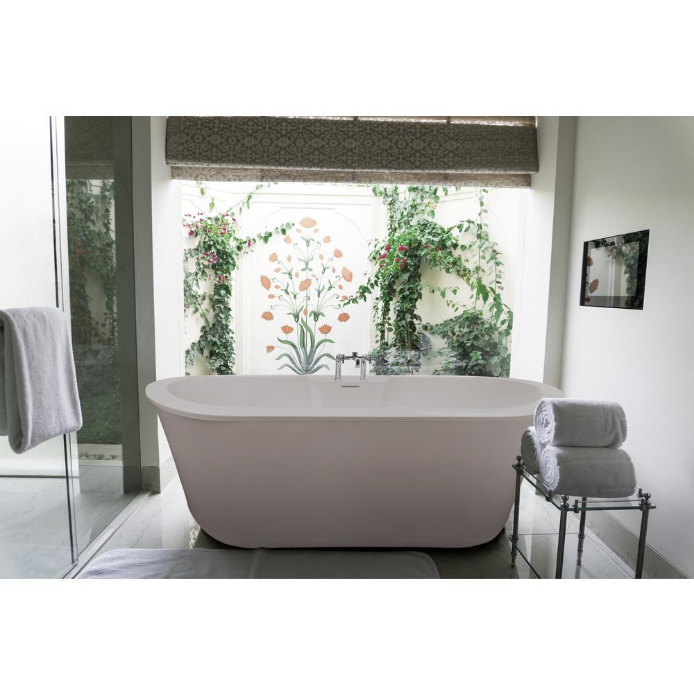 Eveline 72 in. Flatbottom Freestanding Air Bath Bathtub in White - Super Arbor