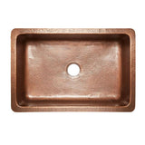 Ganku Farmhouse/Apron-Front Handmade Copper 33 in. Single Bowl Copper Kitchen Sink with Scroll Design
