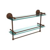 22 in. L  x 12 in. H  x 5 in. W 2-Tier Clear Glass Bathroom Shelf with Towel Bar in Polished Chrome - Super Arbor
