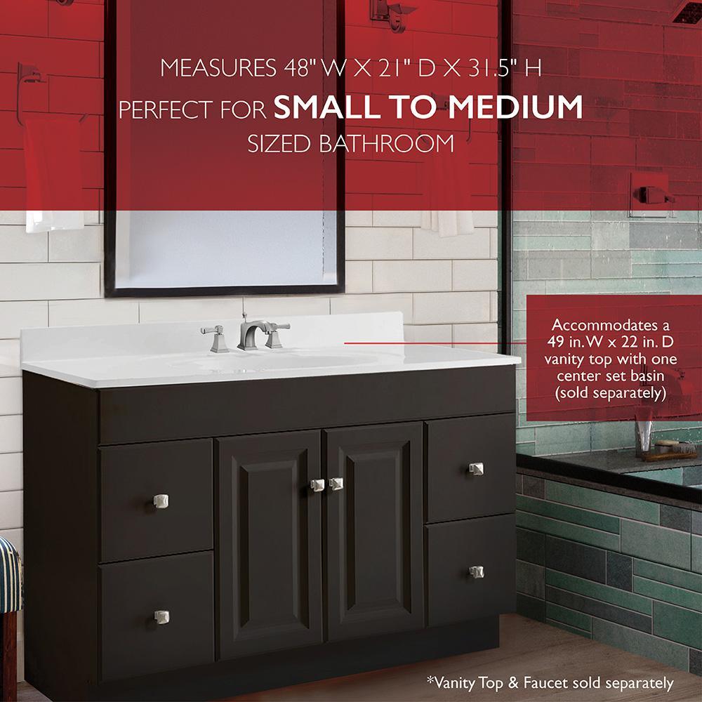 Wyndham 48 in. W x 21 in. D Ready to Assemble Bath Vanity Cabinet Only in Espresso