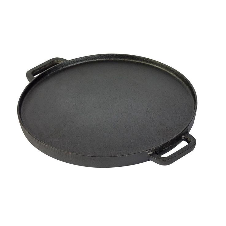 12 in. Pre-Seasoned Cast Iron Round Reversible Grill/Griddle with 2-Side Handles Non-Stick
