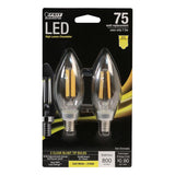 Feit Electric 75-Watt Equivalent (2700K) B10 Candelabra Dimmable Filament LED Clear Glass Light Bulb in Soft White (12-Pack)