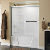 Simplicity 60 in. x 58-1/8 in. Semi-Frameless Traditional Sliding Bathtub Door in Bronze with Niebla Glass - Super Arbor