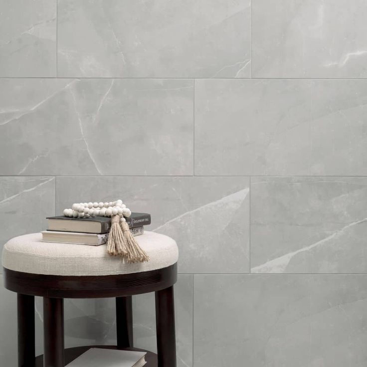 Madison Celeste 12 in. x 24 in. Polished Porcelain Stone Look Floor and Wall Tile (16 sq. ft./Case)