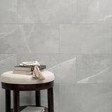 Madison Celeste 12 in. x 24 in. Polished Porcelain Stone Look Floor and Wall Tile (16 sq. ft./Case)